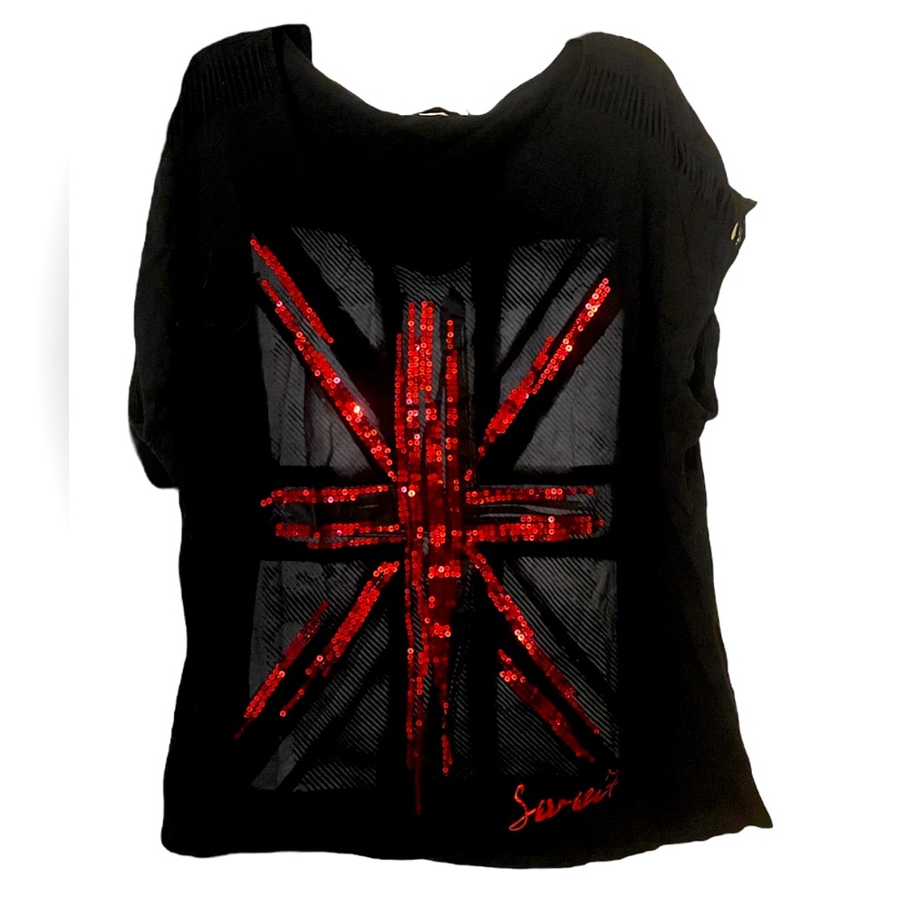 Lane Bryant sequin Union Jack shirt